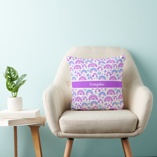 Purple and Blue Rainbow Throw Pillow (Chair)