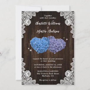 Purple and Blue Rustic Floral Wedding Invitation