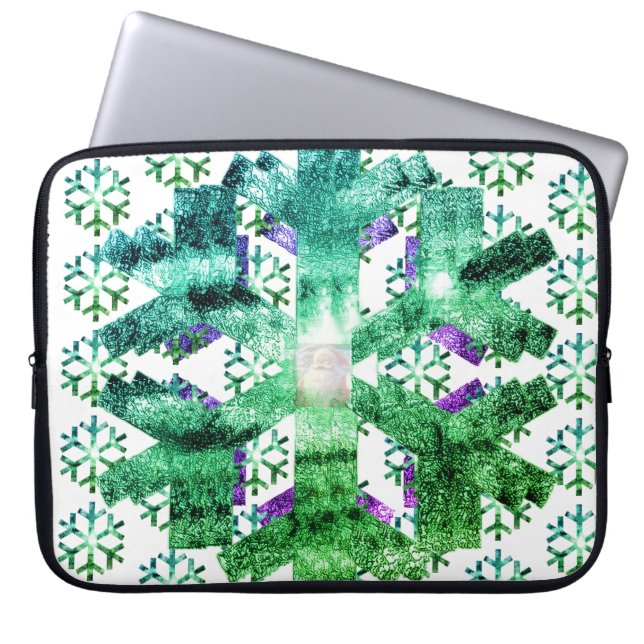 Purple and Blue Snowflakes on an Electronics Bag (Front)