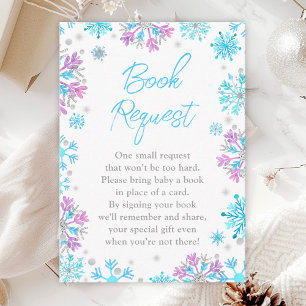 Purple and Blue Snowflakes Winter Book Request Enclosure Card
