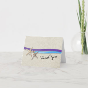 Purple and Blue Starfish and Ribbon Thank You
