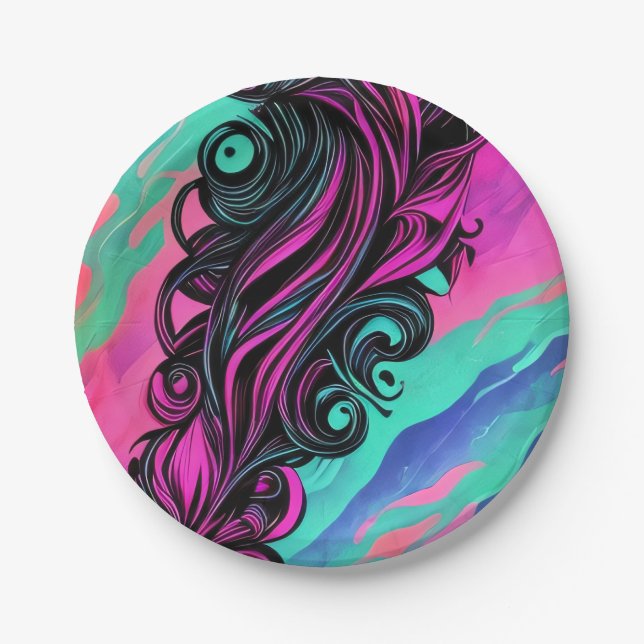Purple and Blue Swirl Art Plate (Front)