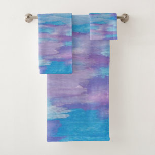 Purple and Blue Swirl Bath Towel Set