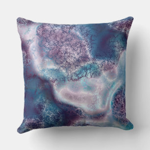 purple and blue turquoise Marble abstract Throw Pillow