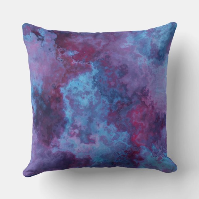 purple and blue turquoise Marble abstract Throw Pillow (Back)