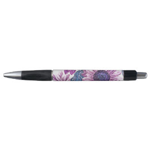 Purple and Blue Vintage Flower Pattern Pen