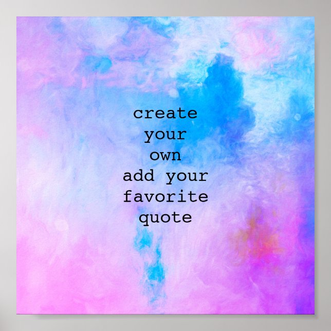 purple and blue watercolor abstract add a quote   poster (Front)
