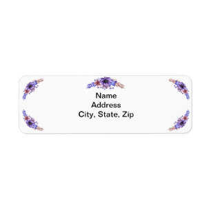 Purple And Blue Watercolor Floral Address Labels