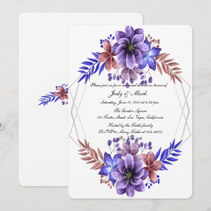 Purple And Blue Watercolor Floral Rehearsal Dinner Invitation