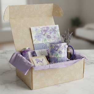 Purple and blue watercolor irises customizable  mug