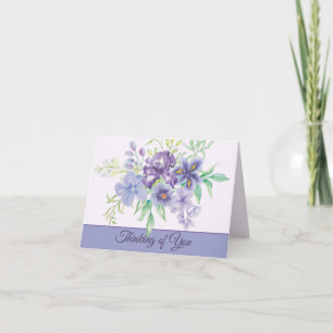 Purple and blue watercolor irises customizable not card