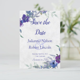 Purple and blue watercolor save the date invitatio invitation