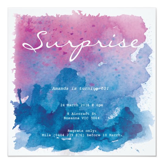 Purple and Blue Watercolour Surprise Birthday Card