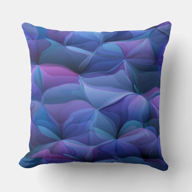 Purple And Blue Wavy Flowers Throw Pillow (Front)