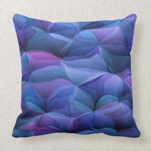 Purple And Blue Wavy Flowers Throw Pillow