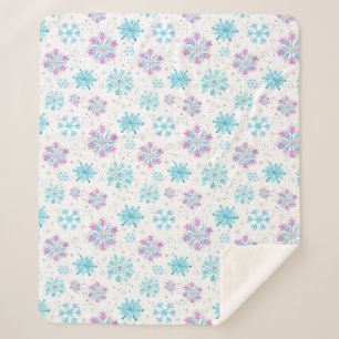 Purple and Blue Winter Snowflakes Sherpa Blanket