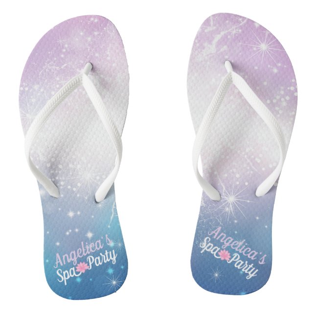 Purple and Blue with White Sparks| Pink Spa Flower Flip Flops (Footbed)