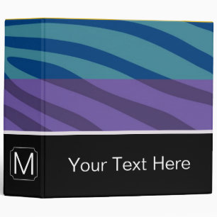 Purple and Blue Zebra Print Retro Pattern Binder