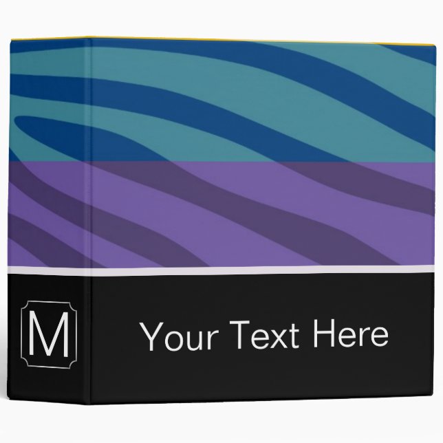 Purple and Blue Zebra Print Retro Pattern Binder (Front/Spine)