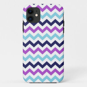 Purple and Blue Zig Zag Chevrons Pattern iPhone 11 Case