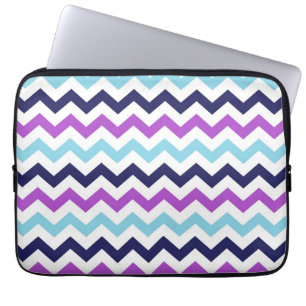 Purple and Blue Zig Zag Chevrons Pattern Laptop Sleeve