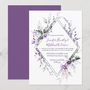 Purple and Blush Diamond Frame Wedding   Invitation