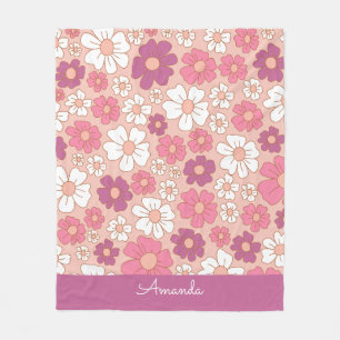 Purple and blush pattern fleece blanket