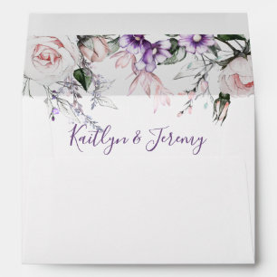 Purple and Blush Pink Floral with Names   Envelope