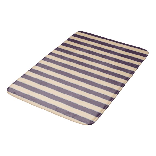 Purple and blush pink line stripes pattern bath mat (Angled)