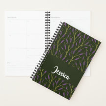 Purple and brown floral branches pattern