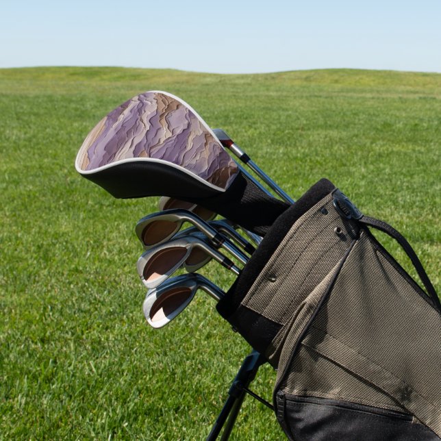 Purple and Brown Mystic Mountain Golf Head Cover (In Situ)