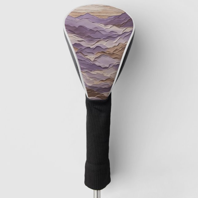 Purple and Brown Mystic Mountain Golf Head Cover (Front)
