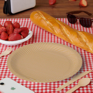 Purple and brown stripes paper plate