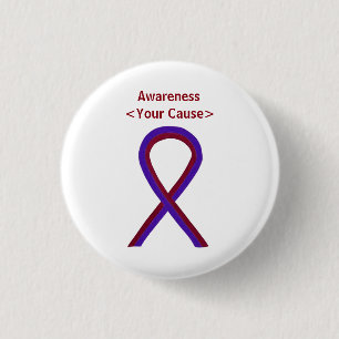 Purple and Burgundy Awareness Ribbon Custom Button