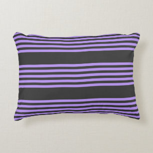 Purple and charcoal five stripe pattern accent pillow
