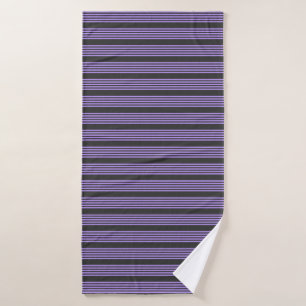 Purple and charcoal five stripe pattern bath towel