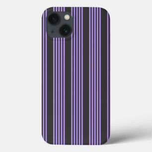 Purple and charcoal five stripe pattern iPhone 13 case