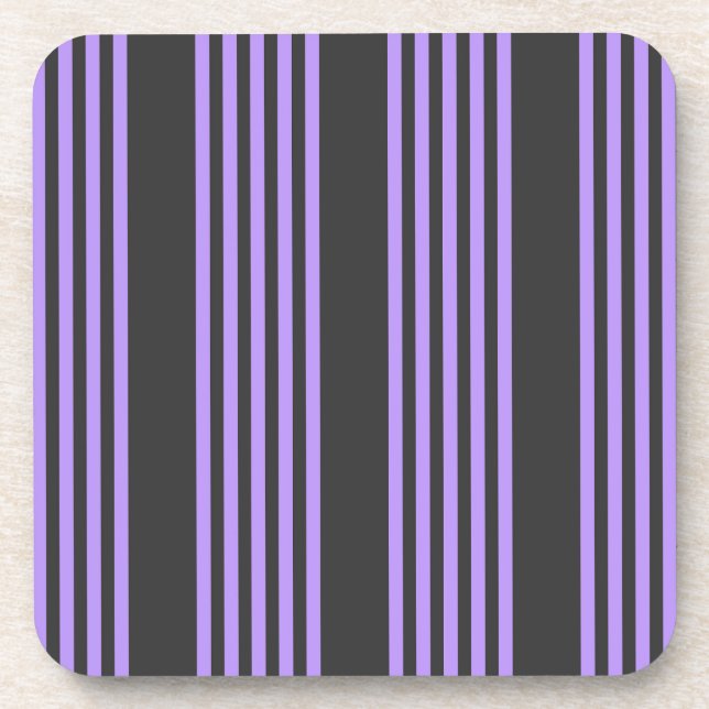 Purple and charcoal five stripe pattern coaster (Front)