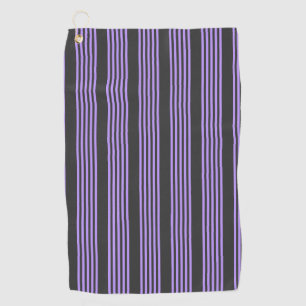 Purple and charcoal five stripe pattern golf towel
