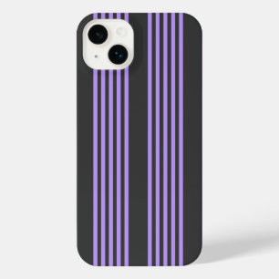 Purple and charcoal five stripe pattern iPhone 14 plus case