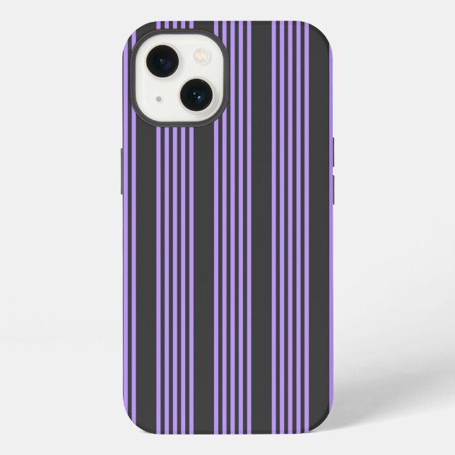 Purple and charcoal five stripe pattern iPhone case (Back)