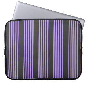 Purple and charcoal five stripe pattern laptop sleeve