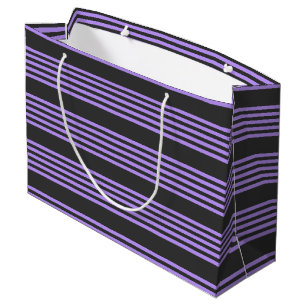 Purple and charcoal five stripe pattern large gift bag