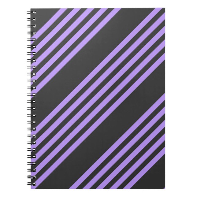 Purple and charcoal five stripe pattern notebook (Front)