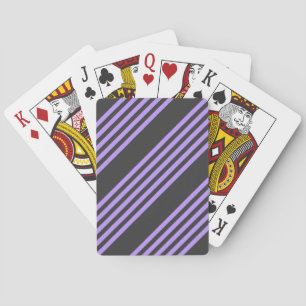 Purple and charcoal five stripe pattern playing cards