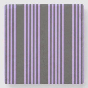 Purple and charcoal five stripe pattern stone coaster