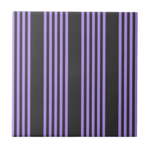 Purple and charcoal five stripe pattern tile