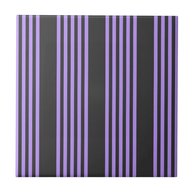 Purple and charcoal five stripe pattern tile (Front)