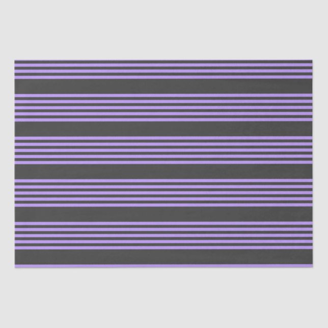 Purple and charcoal five stripe pattern tissue paper (Front)