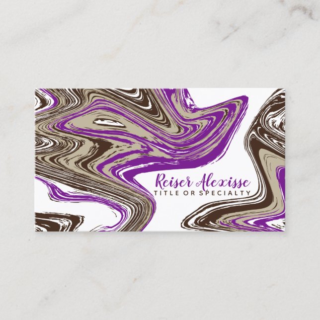 purple and chocolate strokes business card (Front)